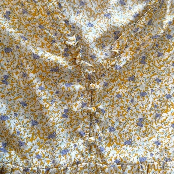 Carly Jean Los Angeles CJLA Yellow Floral Long Sleeve Tiered Maxi Dress sz Small - Picture 5 of 6